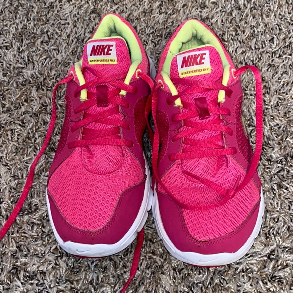 Pink/Neon Nike Youth Size 6.5 shoes
